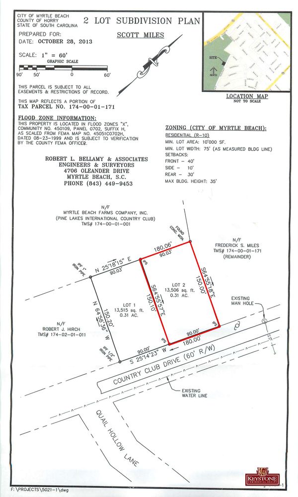 Country Club Drive,Pine Lakes-Lot 2-Land For Sale-Myrtle Beach: Country Club Drive, Myrtle Beach, SC 29577